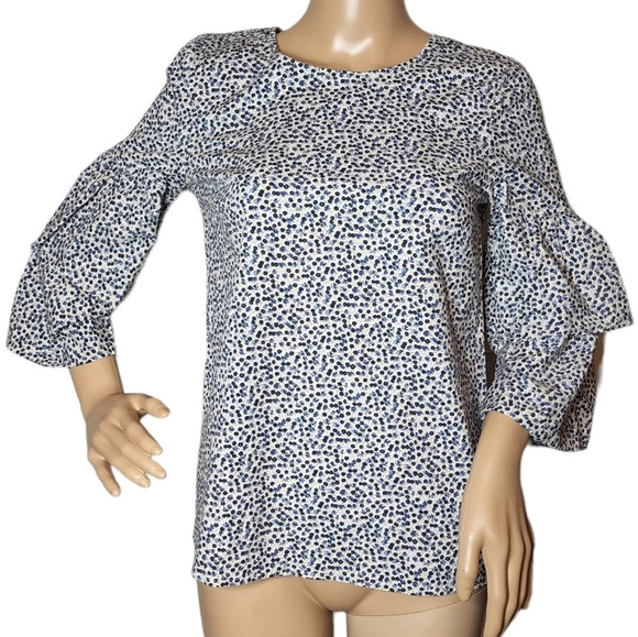 J. CREW Printed tiered bell-sleeve top - Picture 11 of 16